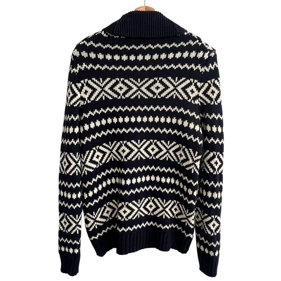 Banana Republic Mens Fair Isle Cardigan Sweater M Navy Preppy Academia Holiday - Picture 2 of 8